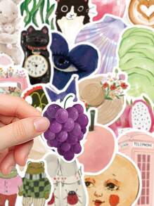 50pcs Watercolor Style Cat Sticker Set, Decorative For Phone Case, Skateboard, Tablet, Guitar, Party Gifts