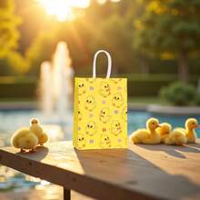 12 قطعة/مجموعة أكياس ورق كرافت لهدايا بشكل بطة صفراء صغيرة جميلة، أكياس هدايا، أكياس تعبئة للحفلات، أكياس حمل، أكياس ديكور