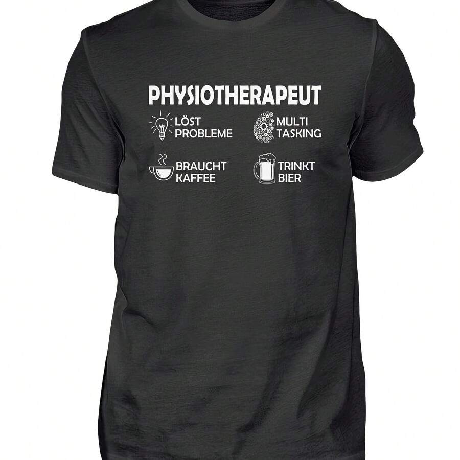 Camiseta Fisioterapeuta Resuelve Problemas Fisioterapeuta Profesión Diciendo Ideas De Regalos De Fisioterapia - Camiseta Hombre___220g High-Quality Pure Cotton T-Shirt With Minimalist Printing, Soft And Breathable Fabric, Comfortable And Loose, Suitable For All Day Wear, Suitable For Office Casual Wear, Spring And Summer Daily Appearance, Elegant And Youthful Design - Black - View 1
