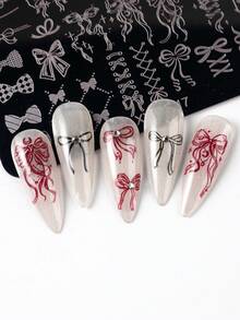 可爱蝴蝶结图案美甲印花板，玫瑰蝴蝶叶子美甲印花板，心形星星月亮蕾丝花卉印花美甲模板转印模具美甲工具