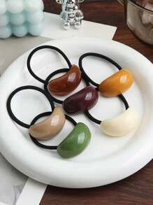 6-Piece Mixed Color Set Design With Curved Hair Cords, French Style Simple And Elegant High Elasticity Hair Accessories, Suitable For Women's Ponytails, Bun Heads, Hair Tie Ropes, Rubber Band Hair Accessories[Colors Will Vary Randomly - May Include Duplicates. Not Suitable For Those Who Require Specific Colors]