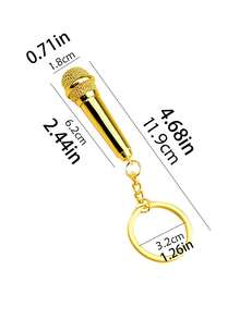 1pc Microphone Keychain, Mini Realistic Replica Microphone Prop For Performers Car Accessories Bag Charm - Multicolor - View 5