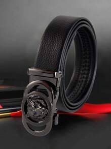 A Lightweight Luxury Black Tiger Alloy Belt With Diamond-Inlaid Blue Eyes For Men, Featuring A New Self-Locking Alloy Buckle. It Is Perfect For A Gothic Style Business Casual Look And Is A Multifunctional Accessory Suitable For Jeans. This Makes It An Ideal Gift For Dads, Relatives, And Boyfriends.