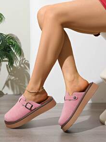 Dép lê nữ mùa xuân mới, mũi tròn, đế dày, thoải mái, kiểu dáng thường ngày, dễ mang. - Hồng - Xem 6