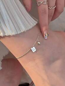 1pc Good Luck Beaded Anklet, Suitable For Women Daily Wear - Silver - View 4