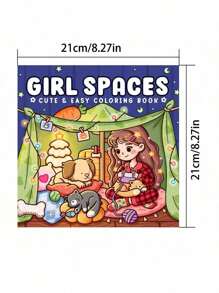 1pc Girl Spaces :Easy Coloring Book For Adults And Teens, Coloring Book Super Cute Designs Of Cozy, Hygge Spaces For Relaxation (Cozy Spaces Coloring) .Back To School A Relaxing Gift For Friends, Couples, And Family . Painting Kit [Default Without Pen]