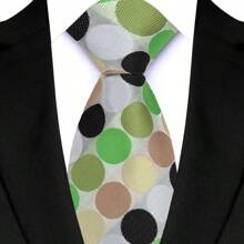 GOADAFOO Corbata de moda de 8 cm de ancho para hombre, de color verde con rayas, flores, cuadros y puntos. Corbata tejida jacquard para novio, negocios, boda y fiesta