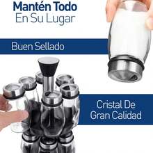 Bluelander Especiero Organizador De Cocina Giratorio 360º Con Juego De 12 Frascos Especieros De Vidrio Con Tapas De Acero Inoxidable,áXima Durabilidad Y Estabilidad - 1 - Ver 3