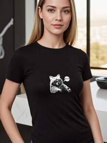 Bruh-Raccoon-Funny-Trash-Panda-Lover-Racoon-Meme-Teens-Slang-T-Shirt - Black - View 3
