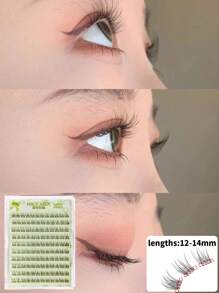 120 Büschel, kein Kleber, kein Entferner erforderlich, individuelle Wimpernbüschel C/D 0,07 mm 12-14 mm, natürlich aussehende dreidimensionale Wimpernverlängerungen Manga Wimpern