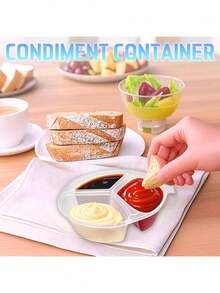 5/10/20 Sets Of 10pcs Reusable Snack Boxes With Lids, 3-Compartment Design, For Storing Small Reusable Condiment Containers - Transparent - View 3