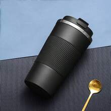 Simple Style Travel Cup With Leak Proof Lid, Insulated Reusable Coffee Cup For Hot And Cold Drinks/Tea, Portable Stainless Steel Hot Takeaway Travel Coffee Cup For Cars, 1 Set Of Back To School Supplies Back To School - Black - View 10