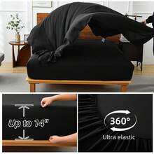 7 Pieces Grey/Blue/Black Striped Comforter Sets Queen King Bed In A Bag Warm Soft Microfiber Complete Bedding Sets With Sheet Set And Pillowcase For All Seasons - Black - View 6