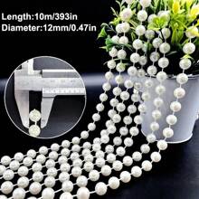2m/78in, 10m/393in Faux Pearl Beaded Garland Chain, DIY Wedding Decor Curtain, Round Pearls Do Not Break When Cut