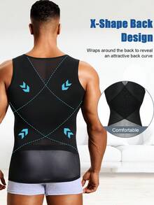 TAILONG Compression Shirt For Men Slimming Undershirt Body Shaper Tank Top For Gynomastica Sleeveless Shapewear Vest Men - màu đen - Xem 3