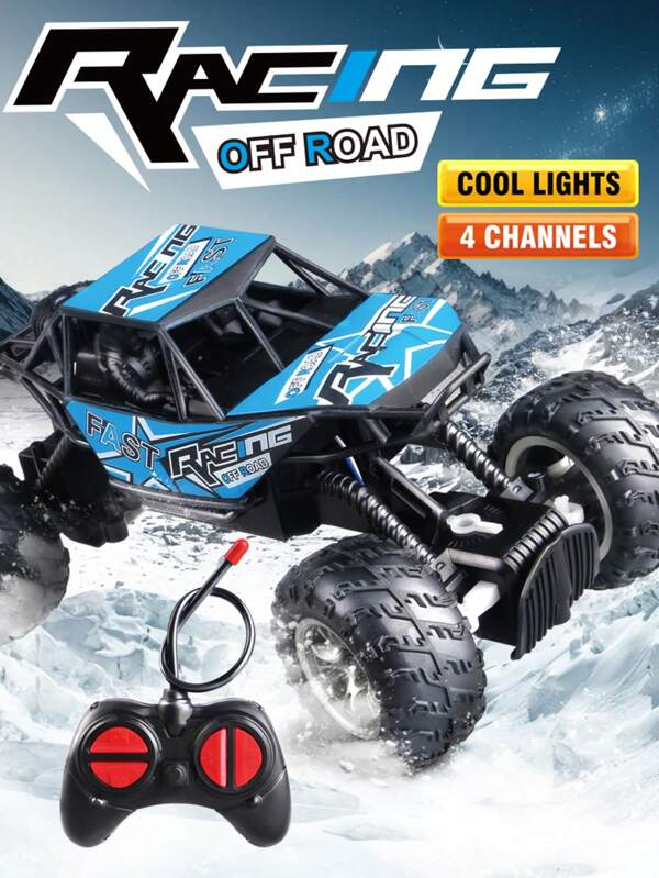 1pc Children's Off-Road Remote Control Car, High Speed Race Car, 4-Channel, Flashing Light, Rechargeable, Off-Road Climbing Car Toy, Gift For Boys