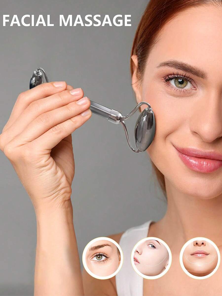 Zestaw 1/2 szt./zestaw wałków do masażu twarzy ze stali nierdzewnej i gua sha - metalowy wałek do masażu twarzy, metalowy gua sha, narzędzia do masażu twarzy redukujące obrzęki, drenaż limfatyczny, napięcie twarzy, masażery do pielęgnacji skóry, uroda, produkty do pielęgnacji skóry, spa, pielęgnacja ciała, narzędzia do pielęgnacji skóry, pielęgnacja twarzy, akcesoria kosmetyczne, masaż, narzędzie do masażu twarzy, wałek do masażu twarzy