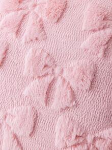 1/2 件粉色蝴蝶结毛绒抱枕套，18 英寸 X 18 英寸，可爱、奢华、柔软，100% 涤纶，拉链开合，现代风格，适用于沙发、客厅、卧室装饰 - 粉色 - 查看 3