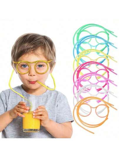 1pc Funny Eyeglasses Straw, Wedding Party Game Prop, Creative Diy Tool For Kids,Kitchen,Christmas Gift