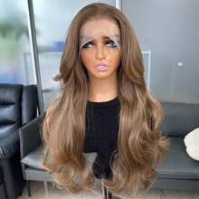 Kanekalon Futura Hair Brown 13x4 Synthetic Lace Front Wigs For Women 22 Inch Long Wave Glueless Kanekalon Hair Resistant Synthetic Hair Wigs Free Part 150% Density Synthetic Hair Lace Front Wig Glueless Heat Resistant Fiber Natural Hairline For Women Daily Party Vacation Holiday Use - Brown - View 3
