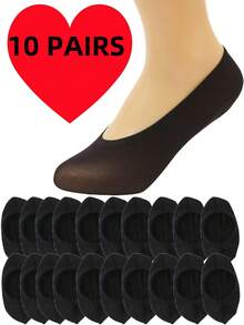 5pairs/10 Pairs/20 Pairs Of Women's Boat Socks, Women's Solid Color, Fashionable And Comfortable Invisible Socks, Silicone Anti Slip And Durable Boat Socks, Business And Leisure Vacation Black And White Short Tube Socks, Anti Odor And Sweat Absorbing Elastic Socks, Men's And Women's Short Tube Boat Socks, Invisible Socks, Moisture Wicking, Quick Drying, Fashionable, Casual, Comfortable, Breathable, Odor Proof Socks, Suitable For Men's And Women's Daily Wear, Summer Women's Silk Stockings, Neutral Invisible Socks - 彩色 - 查看 14