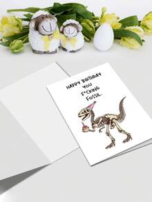 1 cartão de aniversário de dinossauro, engraçado e sarcástico, em branco, unissex-adulto - Multicolorido - Ver 4