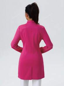 Effen kleur lange mouwen casual rits voorzak laboratoriumjas labjas