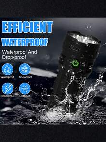 1pc High Power LED Flashlight,Mini Strong Light Portable Waterproof ABS Torch,Multi Functional Portable Flashlight Suitable For Outdoor Camping And Fishing Lighting, Camping Accessories - Black - View 4