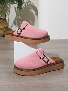 Dép lê nữ mùa xuân mới, mũi tròn, đế dày, thoải mái, kiểu dáng thường ngày, dễ mang. - Hồng - Xem 3