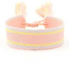 1pc Woven Bracelet Blank DIY Embroidery Tassel Wristband Bracelet, Commemorative Holiday Gift - Multicolor - View 23