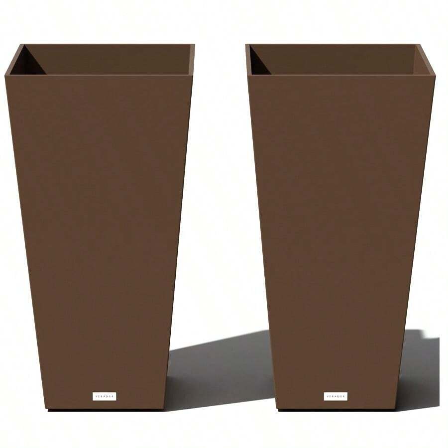 Maceta en forma de taper de interior/exterior Veradek V-Resin (26 pulgadas, Espresso) - Café integral - Ver 1