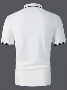 男士休闲撞色短袖 Polo 衫，夏季 - 白色 - 查看 3