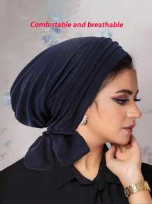 1pc Women Muslim Hiab Turban Headscarf Wrap Hat Hair Loss Head Cover Beanies Bonnet Turban Bandanas Chemo Cap
