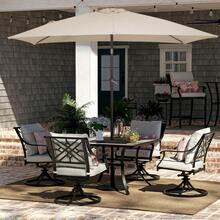 6.5x10 Ft Rectangular Patio Umbrellas Outdoor Market Umbrella With Push Button Tilt And Crank, Rectangle Table Umbrella 6 Sturdy Ribs UV Protection For Pool Garden Backyard Deck, Red - Beige - View 2