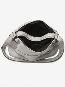 1 Pieza Mochila de Bandolera Versátil de Color Gris Claro. Cartera Minimalista para Mujer con Cremalleras Dobles y Correa Ajustable, Bolso de Hombro Elegante para Uso Diario, Viaje y Atuendos Casuales, Ligero y Estructurado con Bolsillo Frontal y Compartimentos Laterales, Bolso Neutro a Juego con Ropa de Oficina y Estilo Callejero. Perfecto para Estudiantes Universitarios, Trabajadores de Cuello Blanco y Madres para Uso Diario. Esencial para Viajar en Verano.