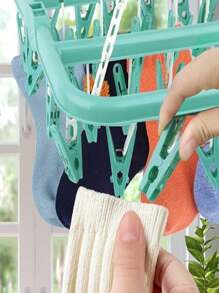 Suszarka do skarpet, wieszak na ubrania z 32 klipsami, wieszak na ubrania do wewnątrz i na zewnątrz, składana obrotowa suszarka do ubrań, odpowiednia do bielizny, skarpetek, małych części garderoby, do użytku na zewnątrz i na balkonie - oszczędzająca miejsce, bez zasilania, wisząca linka na ubrania, wieszak na ubrania, pralnia