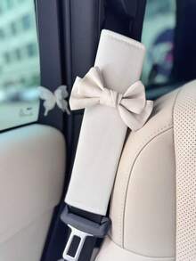 2pcs Car Shoulder Protector Anti Neck Car Extended Seat Belt Cover Car Leather Bow Extended Protective Cover - one-size - View 5