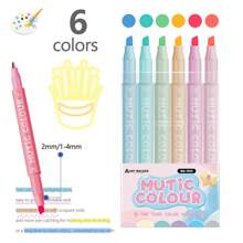 Juego de 6 piezas/12 piezas/24 piezas de bolígrafos fluorescentes de doble cabeza, marcadores fluorescentes de colores para resaltar, dibujar y volver a la escuela