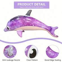 Rainbow Dolphin Inflatable - Vibrant, Colorful Dolphin With Sparkling Stars And Lively Rainbow Design, Perfect For Beach, Pool And Party Decoration, Beach Party Accessory | Lively Design | Durable Inflatable, Rainbow Float, Inflatable, Pool, Floating, Water Float, Beach, Adult, Lounge Chair, Summer, Party, Hammock - Multicolor - View 4