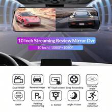 Mirror Dash Cam, Car Rearview Recorder Rear View Mirror Camera, 10 Inch Car DVR Mirror Video Recorder 1080P Touch Screen Dashcam For Car FHD Lens Streaming Driving Recorder Dash Camera
