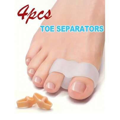 4 piezas/2 piezas Separador de dedos de goma suave con 2 anillos, espaciador de dedos de silicona, apto para yoga y relajación diaria, diseño flexible y reutilizable, extensor de dedos, apto para cuidado de los pies tanto en hombres como en mujeres