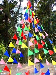 Banderín de tela colorido, banderines triangulares de doble cara multicolor, para bodas, cumpleaños, fiestas, decoración de habitaciones y jardines, guirnalda para inauguraciones - Banderas de celebración universal para colgar en exteriores