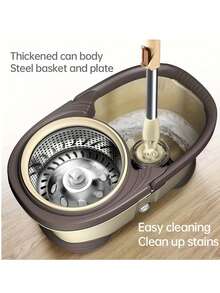 Automatic Rotating Mop Bucket Set, Includes 3 Replacement Mop Heads, Hands-Free Home Wood Floor Cleaning Microfiber Mop Bucket, Slouchy Magic Mop Bucket - View 5