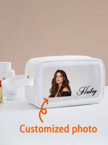 1pc Personalized Customized Name, Picture, Logo Unisex Toiletry Bag, Travel Accessories, Cosmetic Organizer Bag, Beach Bag, Birthday Gift, Bridesmaid Gift, Proposal, Her Birthday Gift, Wedding Gift, Convenient Shoulder Bag For Girlfriend, Family, Friend, Kids, Anniversary, Pink Girl, Christmas, Holiday, School, Outdoor/Picnic/Travel/Hiking/Sports/Climbing