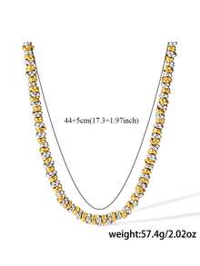 1pc Handmade Stainless Steel Beaded Dual-Tone Necklace, Suitable For Gifts And Daily Wear - necklace - View 9