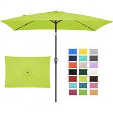 6.5x10 Ft Rectangular Patio Umbrellas Outdoor Market Umbrella With Push Button Tilt And Crank, Rectangle Table Umbrella 6 Sturdy Ribs UV Protection For Pool Garden Backyard Deck, Red - 蘋果綠 - View 1