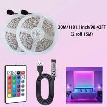Striscia luminosa LED RGB 1M - 40M, alimentata tramite USB, viene fornita con telecomando a 24 pulsanti e controllo tramite app, illuminazione multicolore, ottima per la creazione di atmosfera nella camera da letto e per feste in casa
