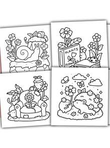 1pc Into Gardens :Easy Coloring Book For Adults And Teens, Coloring Book Super Cute Designs Of Cozy, Hygge Spaces For Relaxation (Cozy Spaces Coloring) .Back To School A Relaxing Gift For Friends, Couples, And Family . Painting Kit [Default Without Pen]