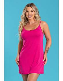 Camisola Feminino Viscolycra Com Renda Pink - Preto - Visão 2