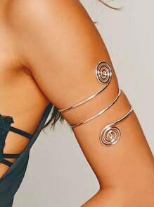 1PC Spiral Armband Swirl Upper Arm Cuff Armlet Bangle Bracelet Egyptian Costume Accessory For Women Gold Silver Color